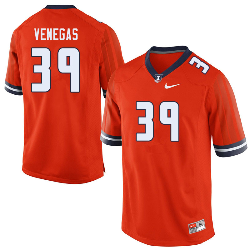 Men #39 Bobby Venegas Illinois Fighting Illini College Football Jerseys Sale-Orange